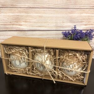 Rae Dunn “MOM” “DAD” “BABY” Ornaments Set Of 3 NWT